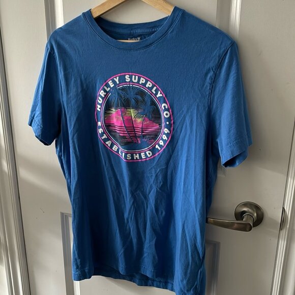 Hurley Da Sunset Brah Blue Graphic Men’s T-shirt - Picture 2 of 5